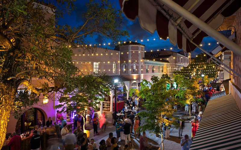 Fairy lights over Espanola Way