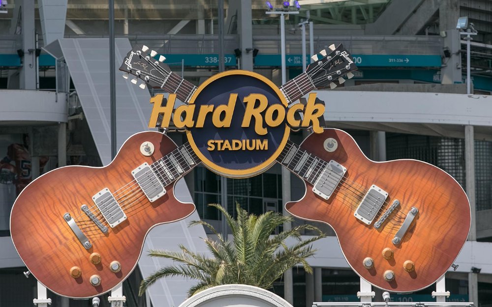 Guitars at entrance to  Hard Rock stadium in Miami Gardens