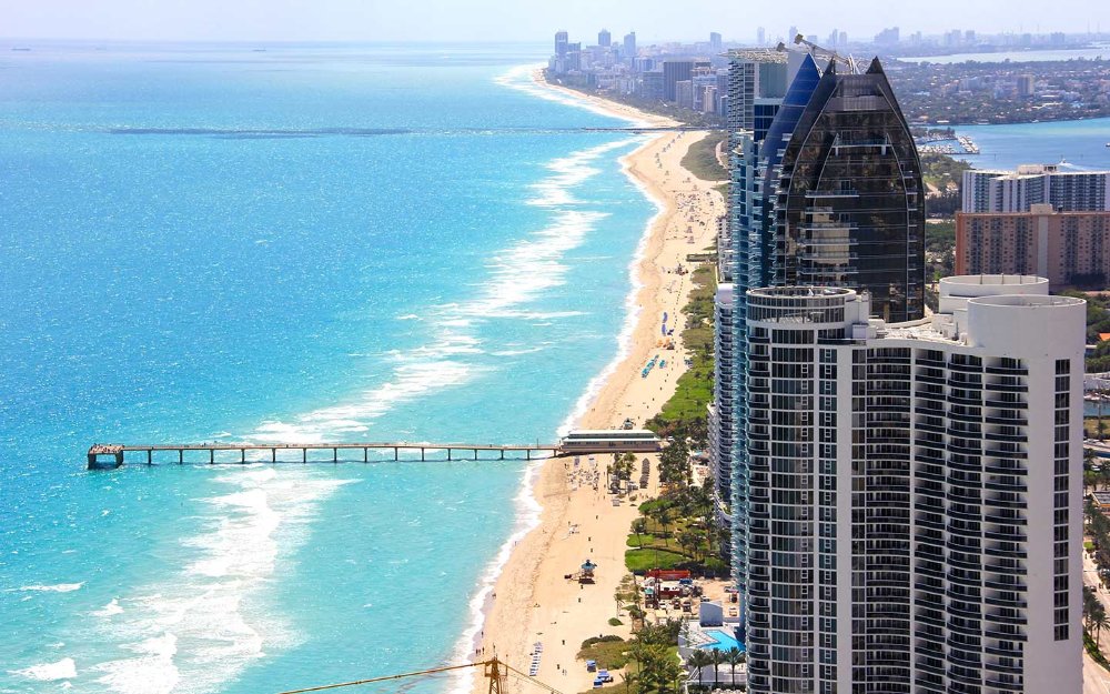 Aerial of Sunny Isles Beach pier