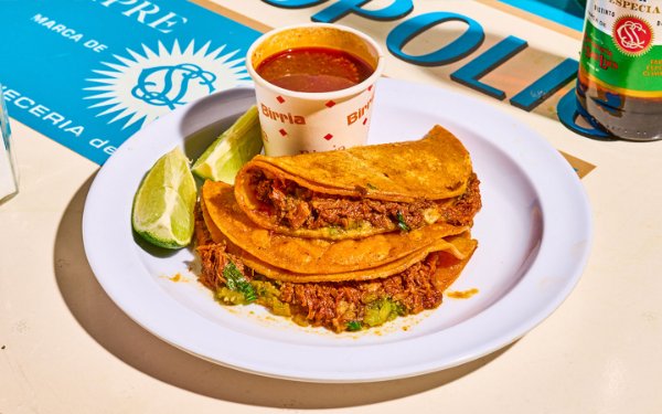 Beef birria tacos at Tacombi