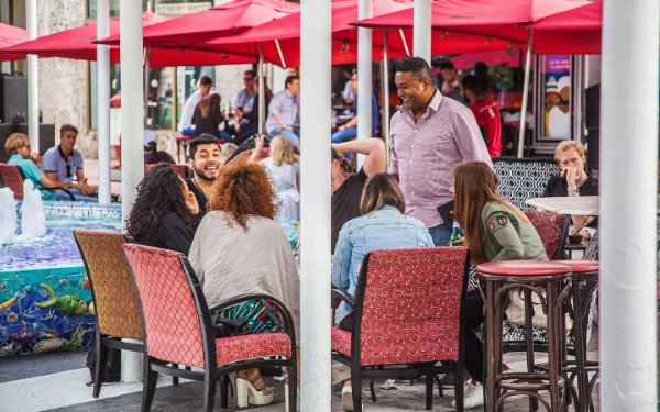 Outside seating at Segafredo