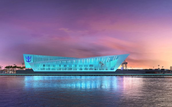 Royal Caribbean Terminal at PortMiami at night