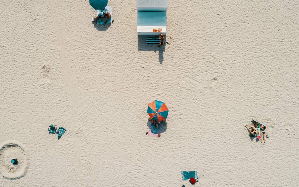 Aerial view of visitors on Miami Beach