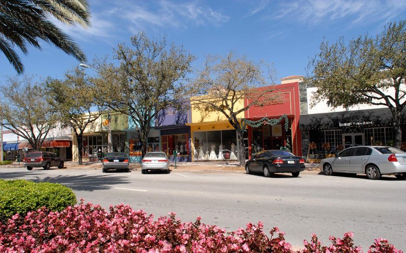 Row of shops on Miracle Mile