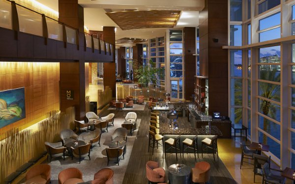 Floor-to-ceiling windows in MO Bar + Lounge at Mandarin Oriental